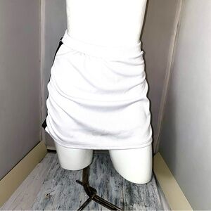 Women's White Mini Skirt with green Side Trim